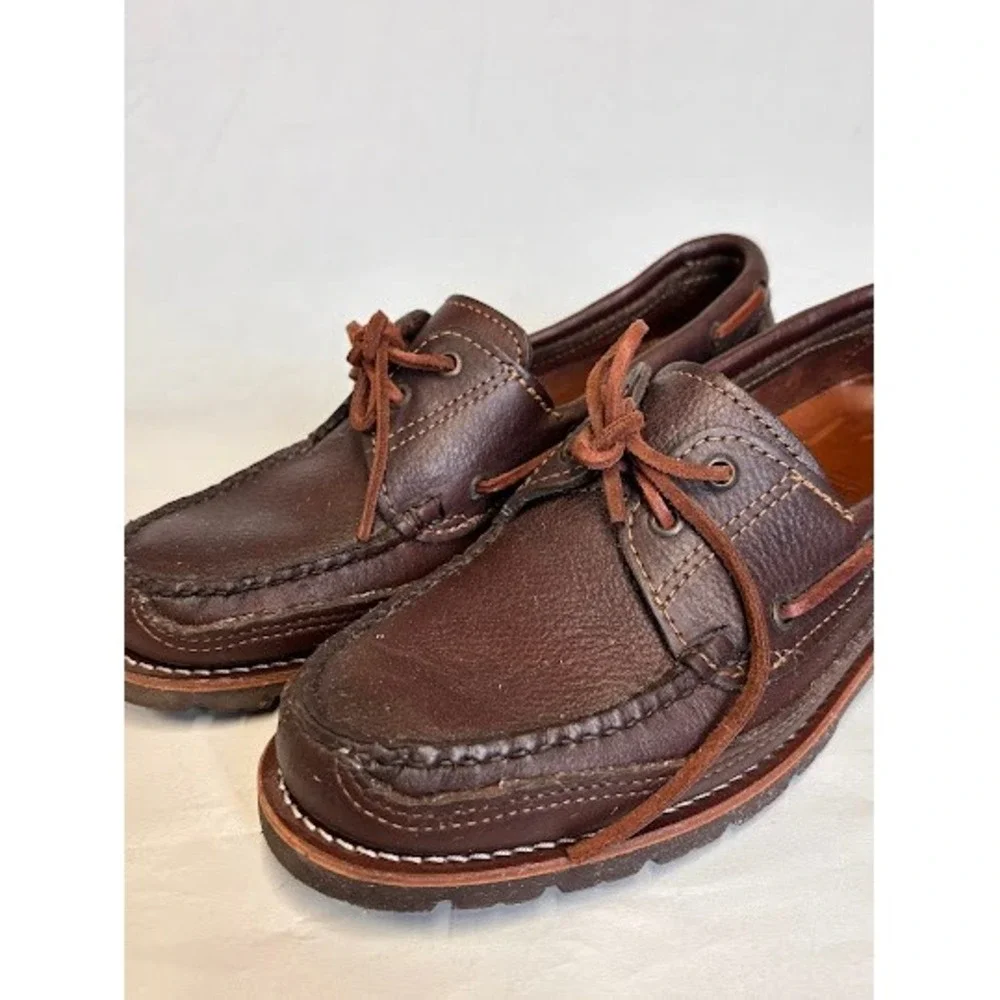 G.H. Bass Camp Moc Brown Leather Boat Shoes Vibram Gumlite Mens 9.5 EE